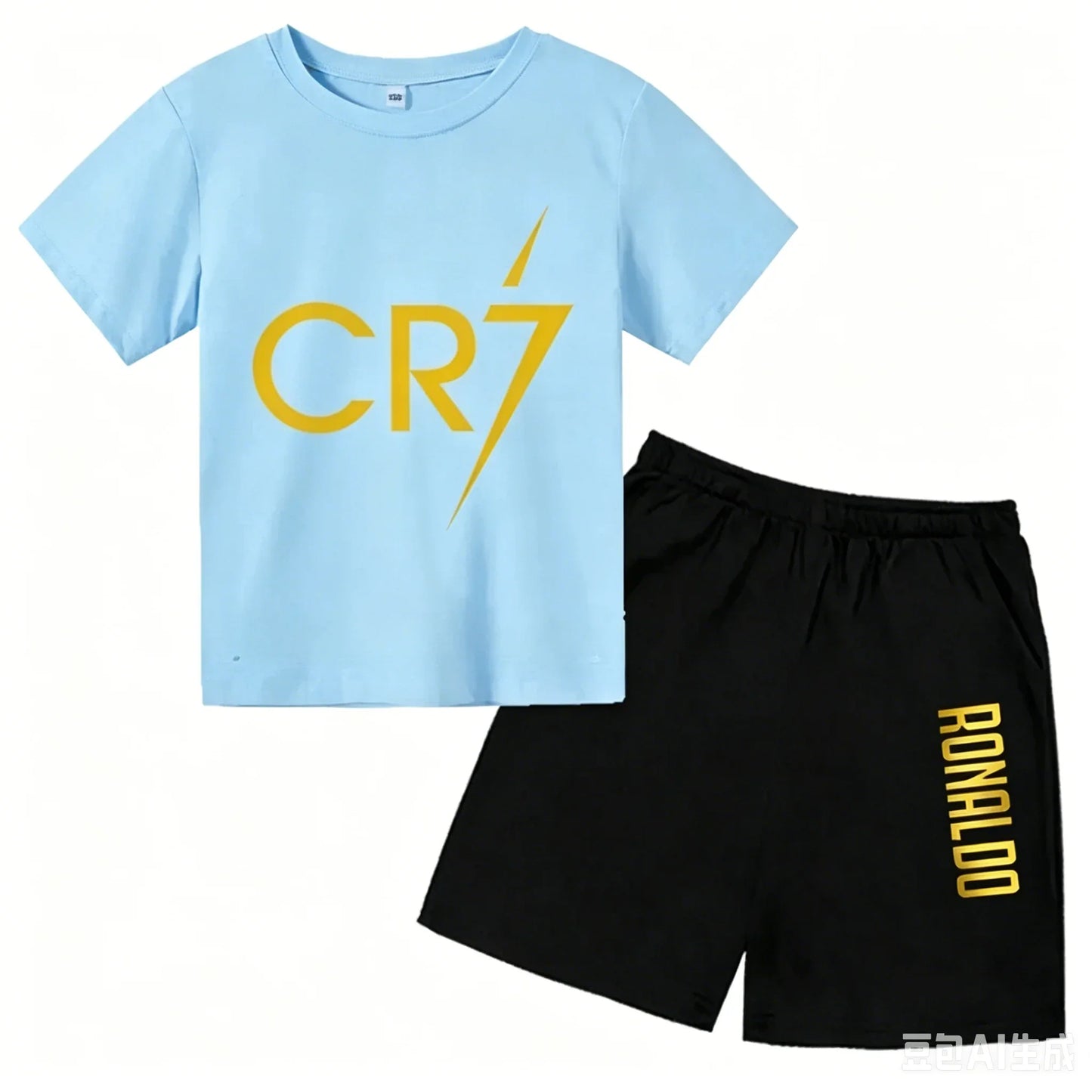 Summer CR7 Printed Short Sleeve Children Set Casual Fashion Tops and Shorts 2pcs Set Kid Boys Girls Sports Tshirts Set Outfits