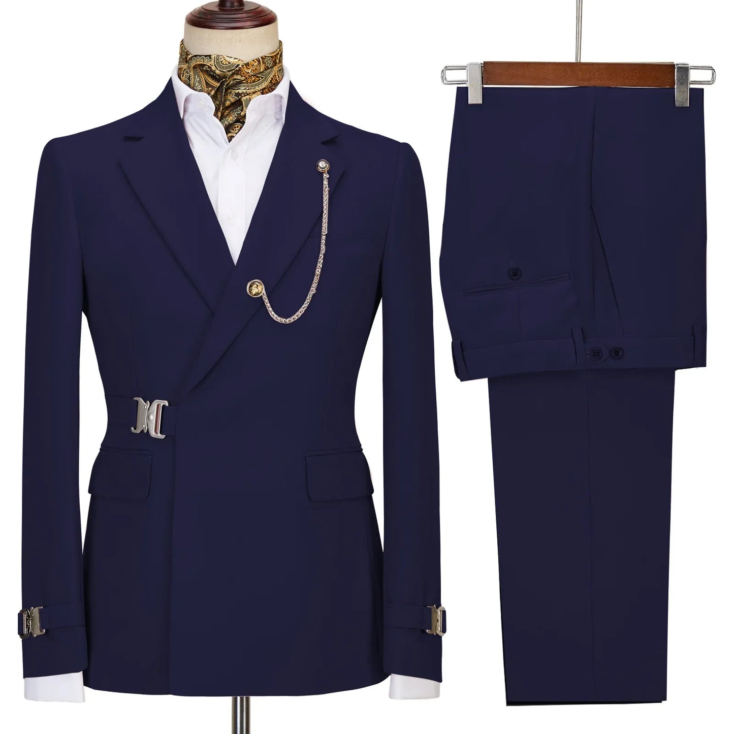 New casual Black men's suits slim two-piece business Korean version of the groom and best man wedding dress