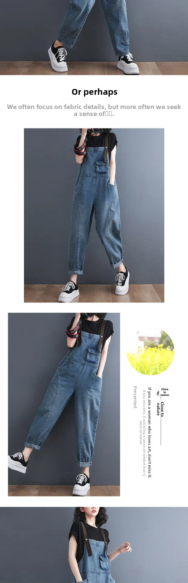 Loose Women's Denim Overalls Faionable Spring Summer High Waist Long Pants Thermal Properties Deep Color Korean Sle