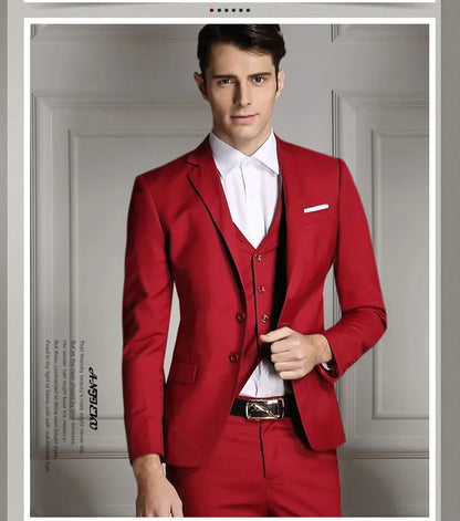 Blazers Pants Vest New Fashion Men Business Casual Suits / Male Solid Color Three Piece Sets Jacket Coat Trousers Waistcoat