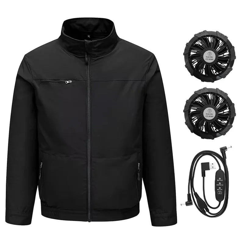 Summer Cooling Jacket Four Hole Fan Clothing Men USB Refrigeration Air Conditioning Clothes Outdoor Labor Protection Workwear
