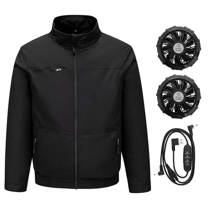 Summer Cooling Jacket Four Hole Fan Clothing Men USB Refrigeration Air Conditioning Clothes Outdoor Labor Protection Workwear