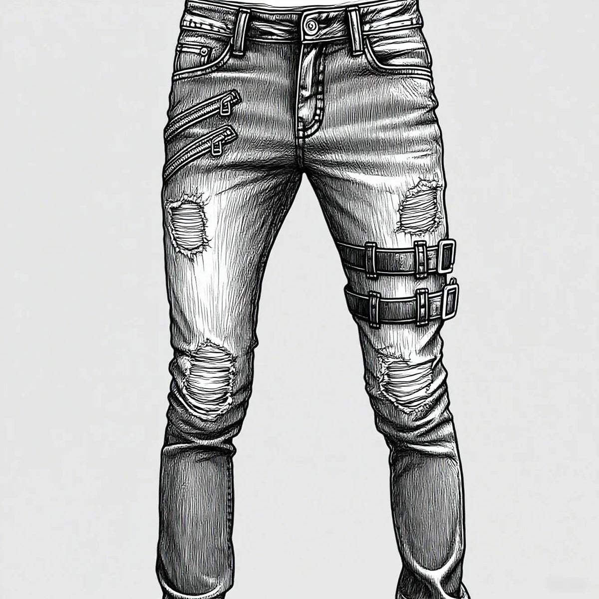 New 2025 Fashion Men's Pants Casual Jeans Men's Thigh Zipper Design Straight leg Jeans Pants Large Size S-4Xl