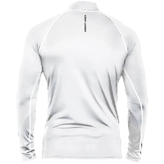 Cody Lundin Men's Long Sleeve Rashguard UPF 50+ UV Protection Fabric T Shirts Lightweight White Compression Gym Surf Swim Shirts