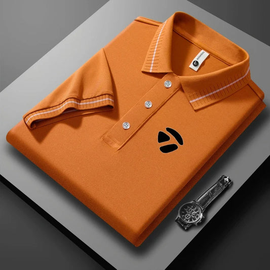 2026 New Men's Polo Collar T-shirt Short Sleeved Casual Sweat Absorbing Breathable T-shirt Men's Top
