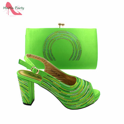 Orange Color Mature Pumps African Design Women Matching Shoes and Bag Set with Platform High Quality Sandals for Wedding