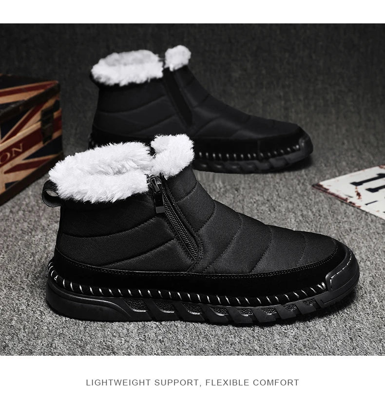 New Fashion Men's Boots Winter Plush Men Snow Boots Warm Fur Ankle Boots Outdoor Non-slip Sneakers Winter Casual  Boots Size 46