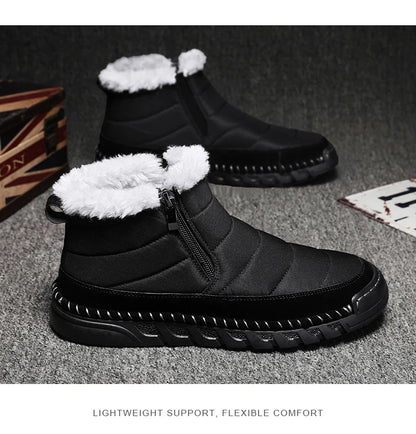 New Fashion Men's Boots Winter Plush Men Snow Boots Warm Fur Ankle Boots Outdoor Non-slip Sneakers Winter Casual  Boots Size 46