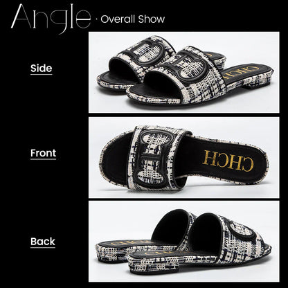 Women's Slippers New Fabric Fashion Flat Sandals Business Banquet Women's Shoes