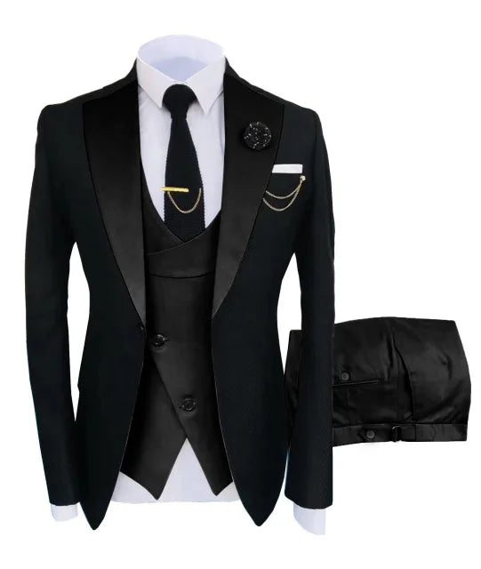 New Costume Slim Fit Men Suit Slim Fit Business Suits Groom Black Tuxedos For Formal Wedding Suit Jacket Pant Vest 3 Pieces