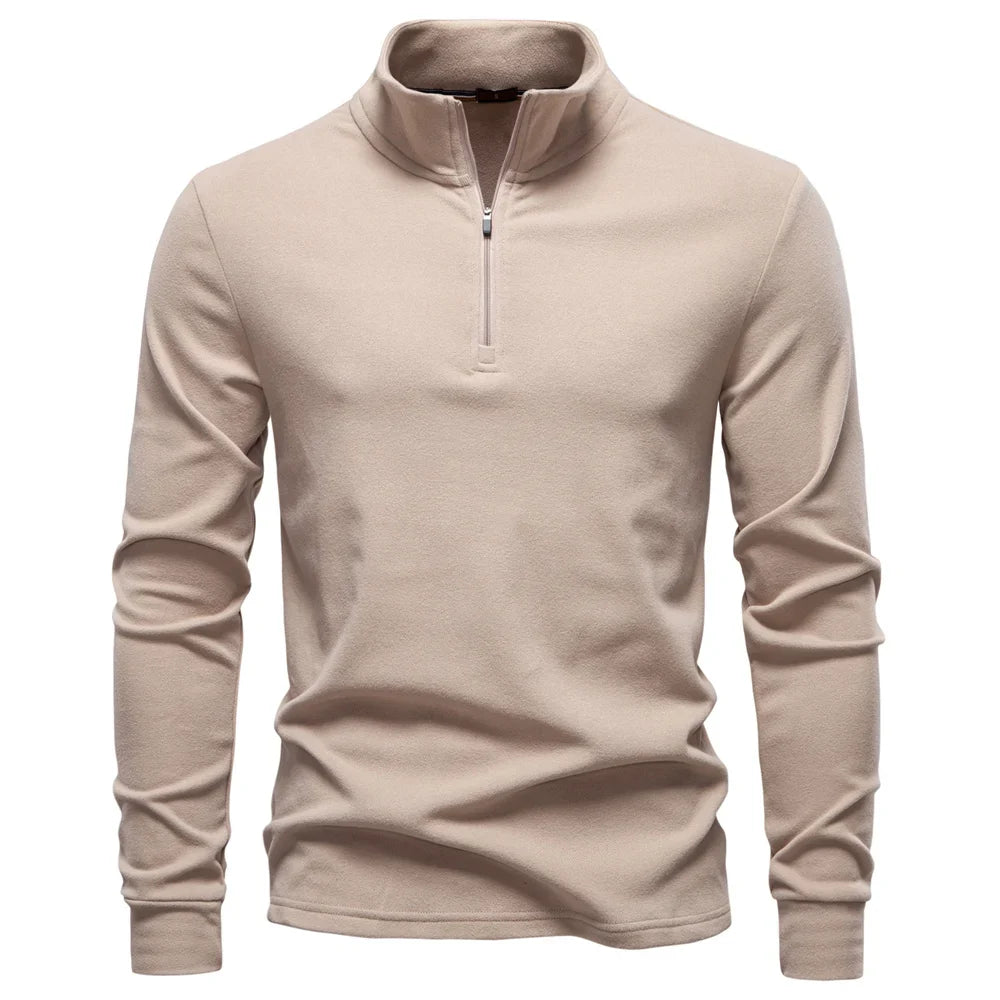 Men Solid Color Soft Shell Zipper Jacket Long Sleeve Pullover Breathable Warm Casual Streetwear