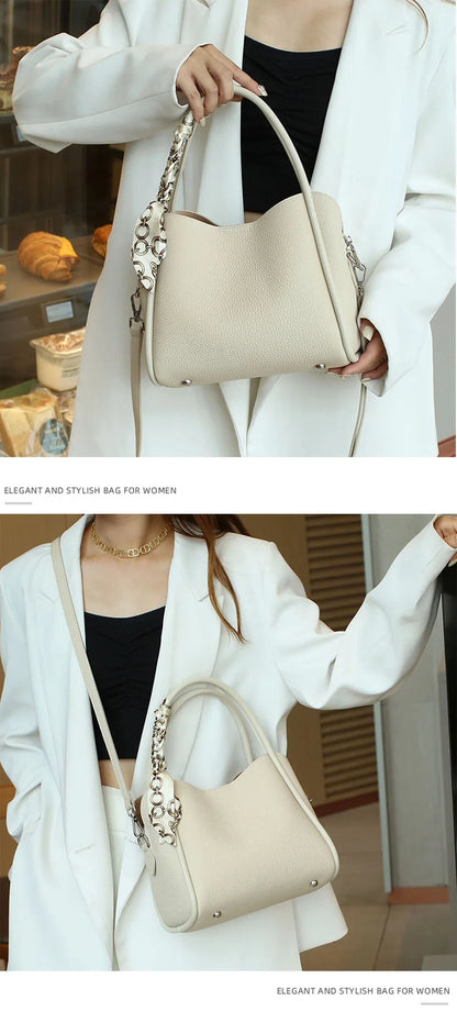 Female genuine cow leather bag for women bag blue Handbag New Crossbody Bucket Bag luxury Shoulder bag tote bag medium