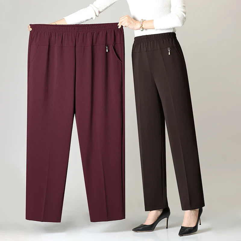 2025 Autumn Fashion Pants Brand Elastic Waist Size Women's Plus Size Thin Pants Casual Office Outdoor Pants
