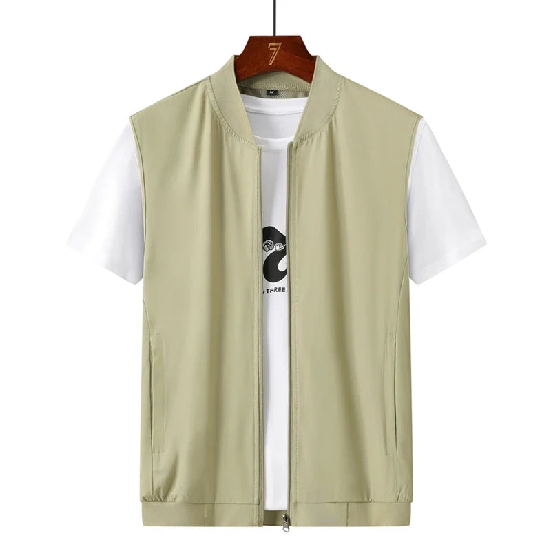 Summer Ultra-Thin Men's Vest Sleeveless Shoulders Quick Drying Breathable Jacket Outdoor Climbing Fishing Leisure Undershirt