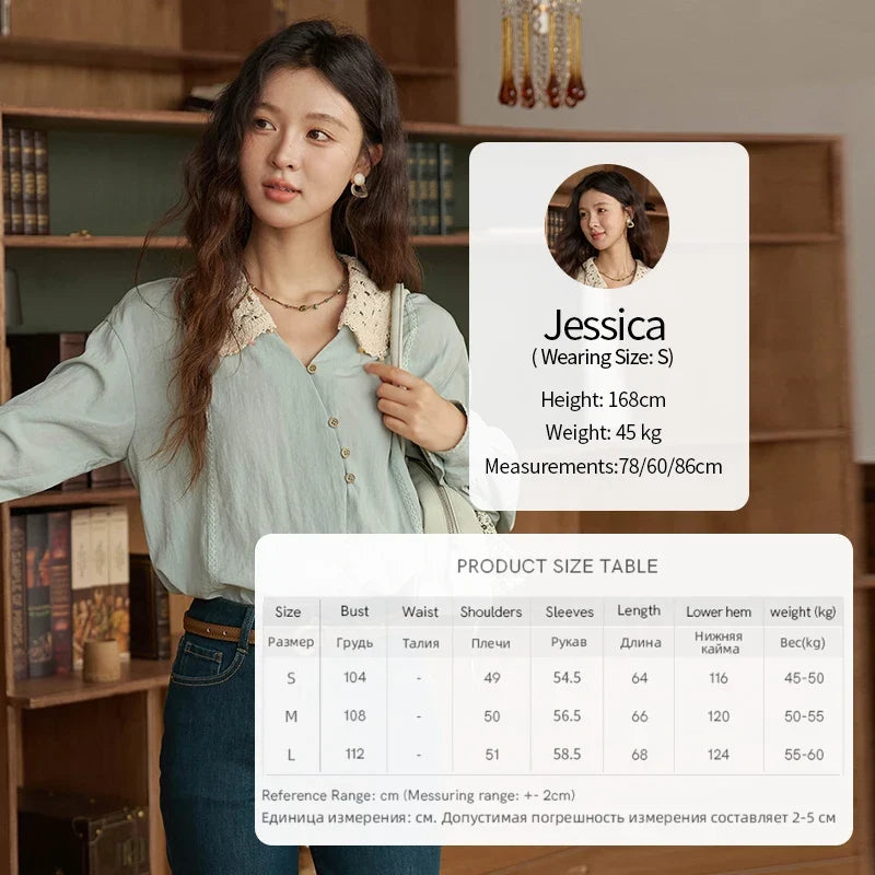 Women's Linen Shirt 2025 Autumn Contrast Apricot Lapel Shirts Long Sleeve Curved Placket Tops Office Lady MXE43C2387
