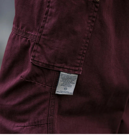 Japanese Vintage Cargo Pants Men Premium Cotton Loose Fit Straight Leg American Fashion Casual Trendy Streetwear Long Workwear