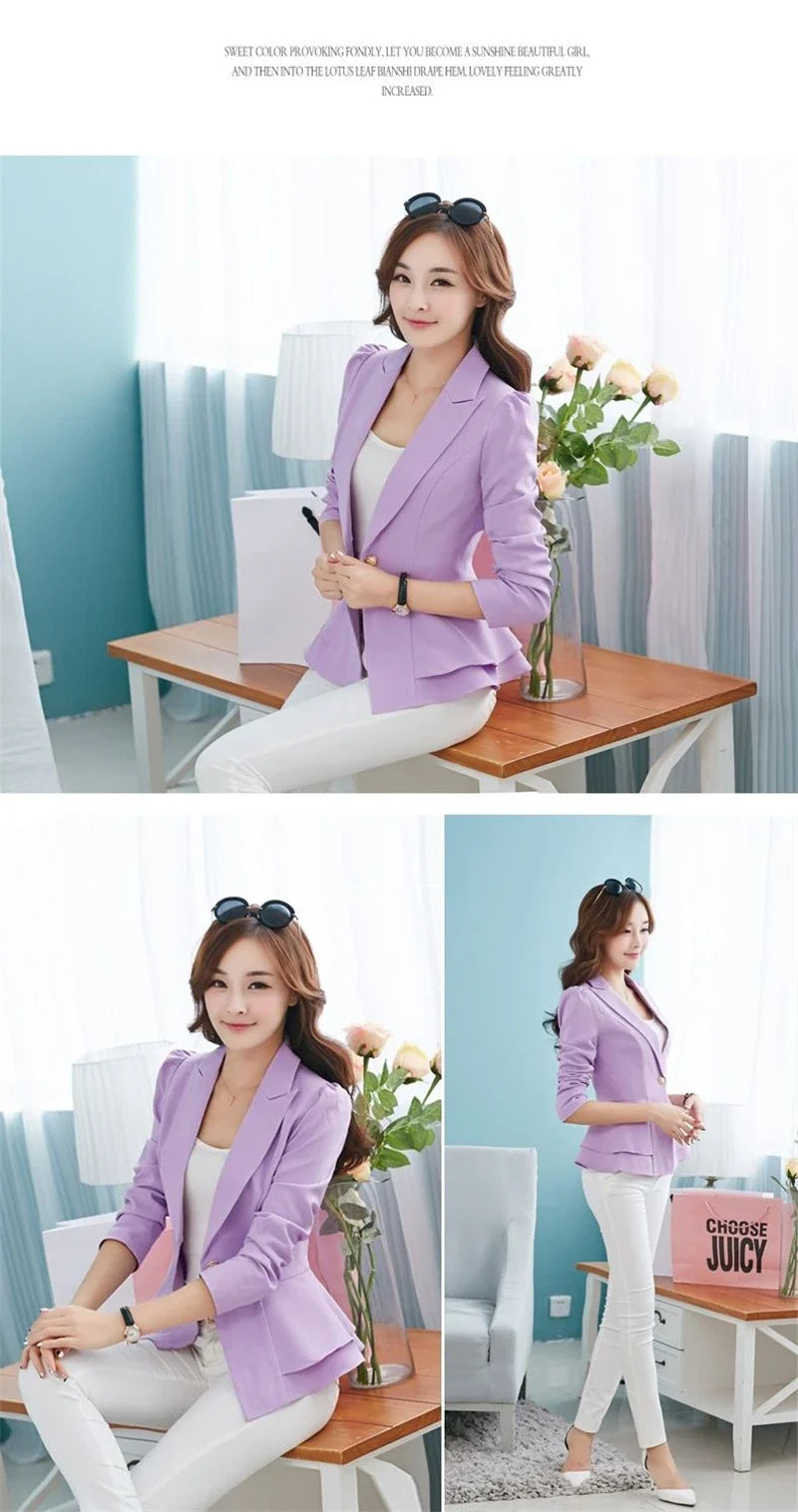 Women's Blazer 2025 New Long Sleeve Blazers Pockets Jackets Coat Slim Office Lady Jacket Female Tops Suit Blazer Femme Jackets
