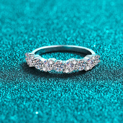 Emerald Cut Round Cut Full Moissanite Ring for Women Sparkling 925 Sterling Silver Lab Diamond Wedding Band Fine Jewelry