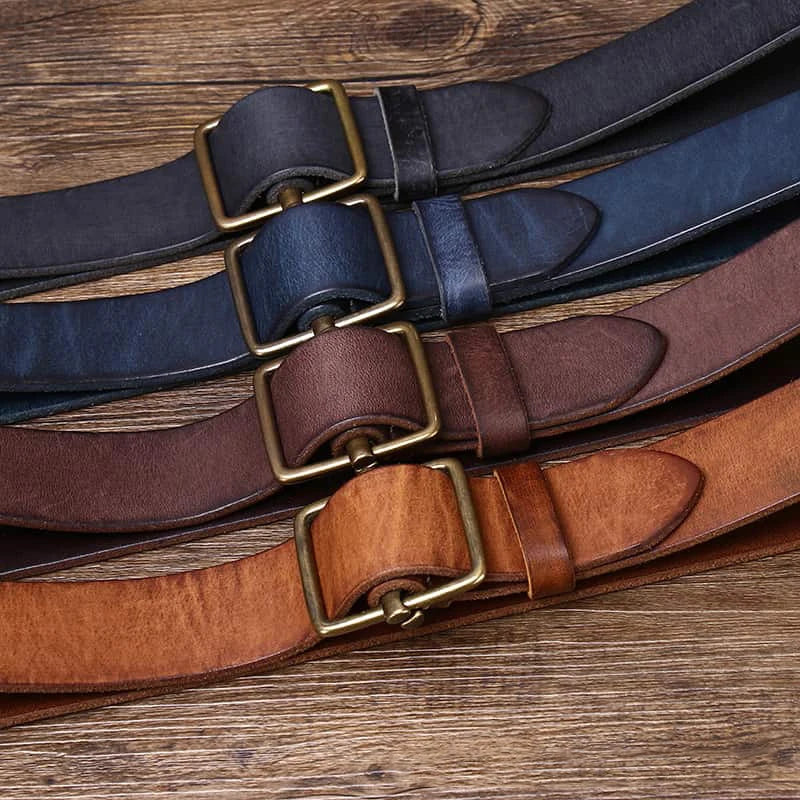 3.8 Wide Pure Cowhide Genuine Leather for Men's High Quality Jeans No Drilling Smooth Buckle Belts Cowboy Waistband Male Fashio