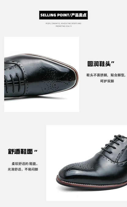High Quality Leather Business Formal Shoes 2026 Classic Italian Casual Dress Shoes Men Elegant Office Formal Oxford Shoes