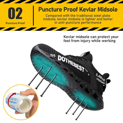 Steel Toe Safety Shoes for Men Women Lightweight Work Sneakers Puncture Proof Work Shoes Unisex Coustruction Safety Work Boots