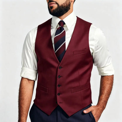Men Vest Dark Gray Single Breasted V Neck Solid Waistcoat For Wedding Banquet Business Work Office Casual Daily Men Suit Vest