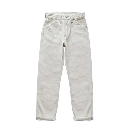 Mens Jeans Selvedge Denim White Jeans Regular Fit hight Rise  14 Oz One Wash