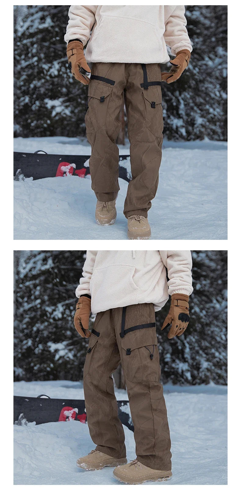 Winter Three-Tn-One Down Hiking Pants Men Windproof Waterproof Antifouling 90 White Duck Down Removable Liner Outdoor Sport Pant