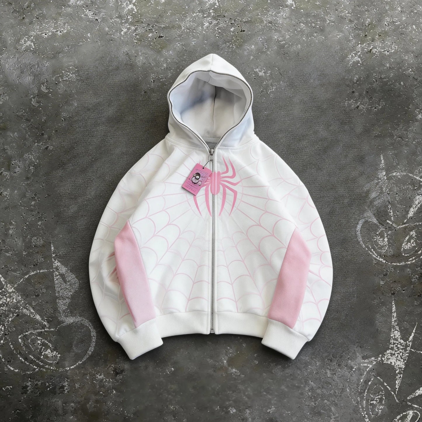 American Retro Spider Patchwork Print Hoodies Fashion Oversized Loose Full Zipper Hoodie Men Jacket Gothic Street Y2k Sweatshirt