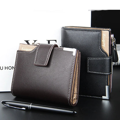Multifunctional Men's Short Wallet with Zippered Coin Pocket on the Side, Trendy Men's Accessory, Business Casual Men's Wallet, Simple and Stylish Gift for Men