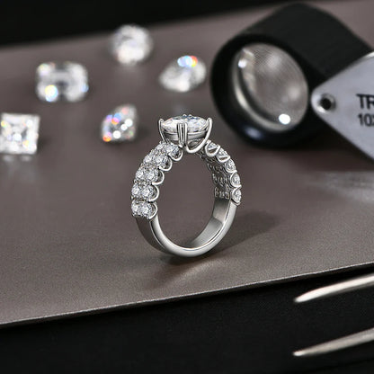 Full Sparkling D VVS1 Moissanite Rings for Women Round Cut 3.0CT Diamond S925 Silver 18K White Gold Plated Fine Jewelry
