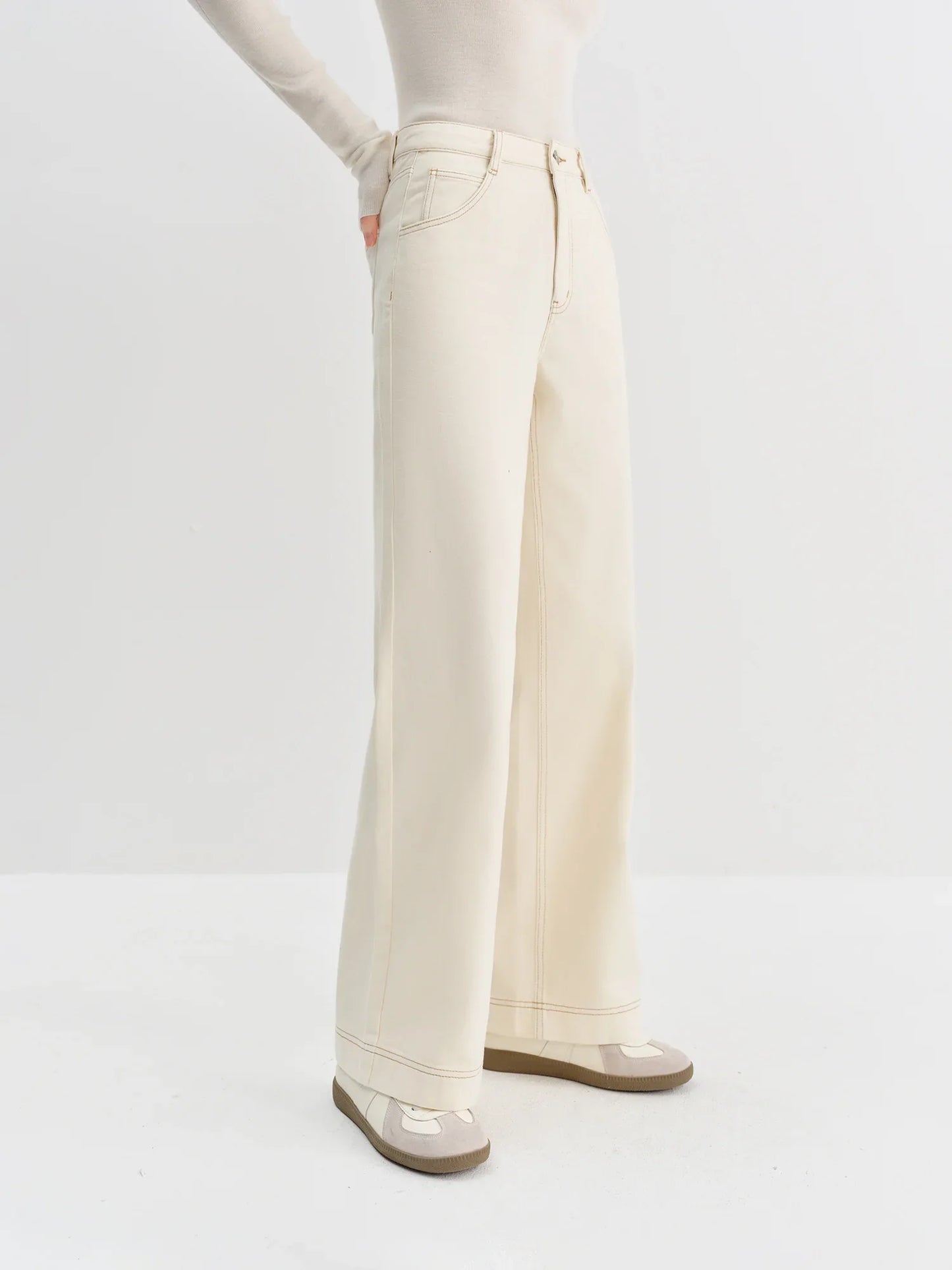 Straight High Waist Jeans for Women Winter Solid Simple All-match 2025 New Long and Short Versatile Pants Korean Style
