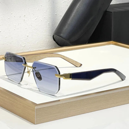 Germany Design Rimless Sunglasses for Men Women Big Square Alloy Acetate High Quality Irregular Classical Vintage UV400 Glasses