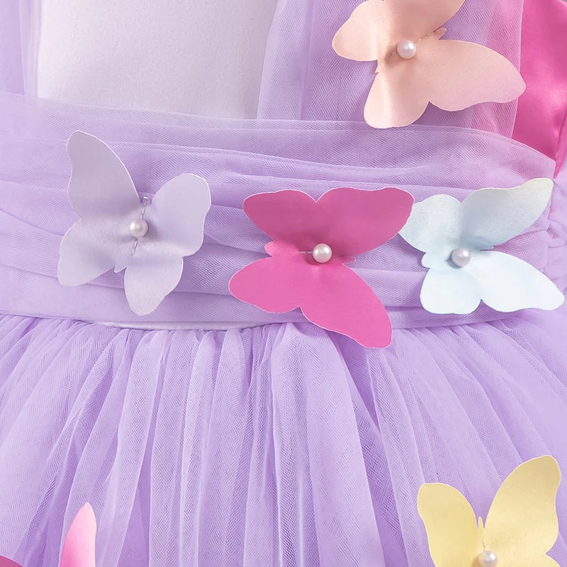 Baby Dress 0-5 Years Birthday Party Wedding Dresses For Toddler Sleeveless Butterfly Mesh Fluffy Cute Girl Princess Dress