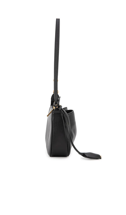 2026 Spring New Luxury Brand Women Shoulder Bags Split Leather Black Handbags Women Fashion Gold Buckle Underarm Bags
