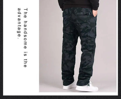 Autumn Winter Mens Cargo Pants Fleece Warm Trousers Cotton Pants Insulated Hiking Running Pants Man Multiple Pockets