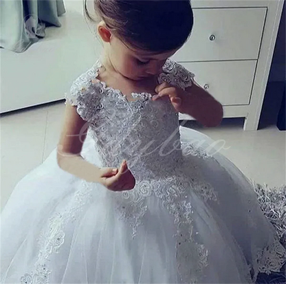 Long Sleeves Princess A Line Flower Girl Dresses for Wedding Sequins Beads Birthday Pageant Gowns Kids First Communion Dress