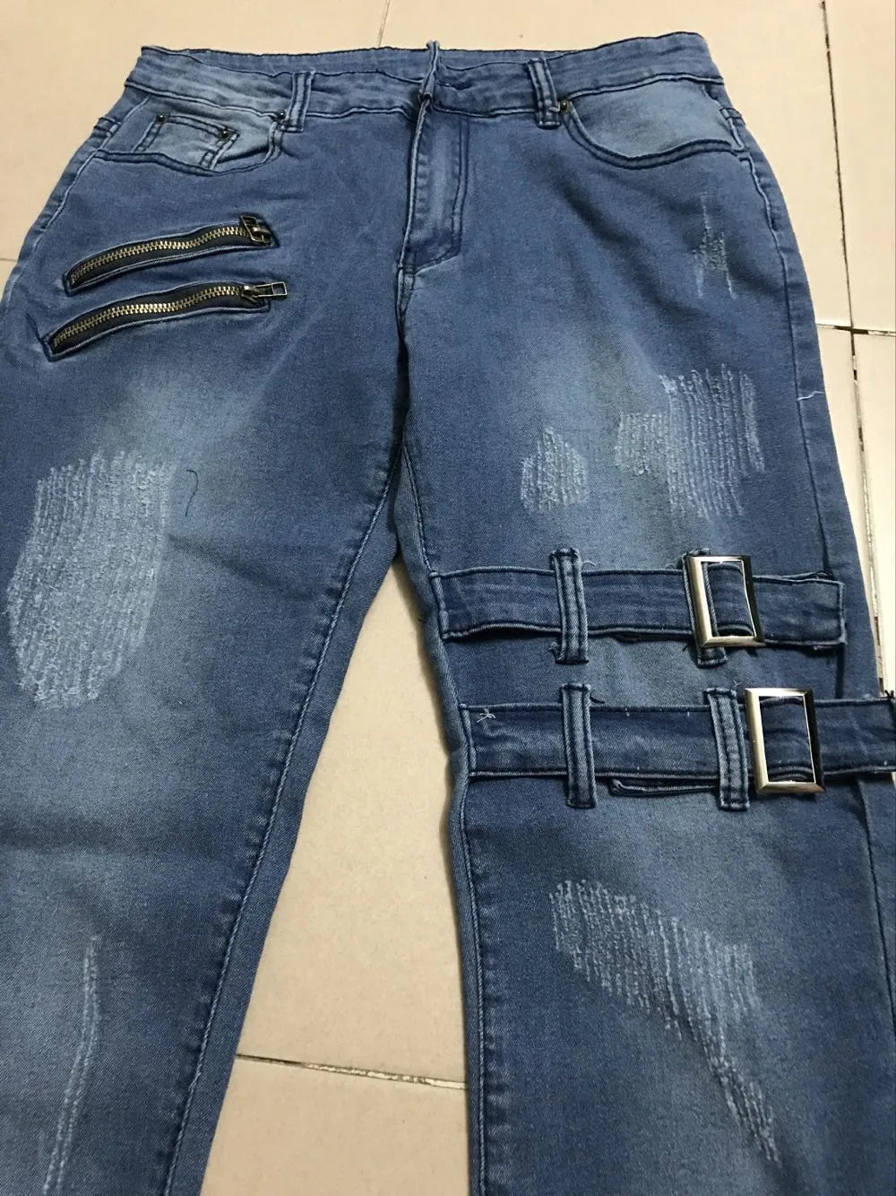 2022 New Jeans Men Fashion Hole Streetwear Straight Jeans Spring Summer Moto & Biker Skinny Casual Denim Pants For Men
