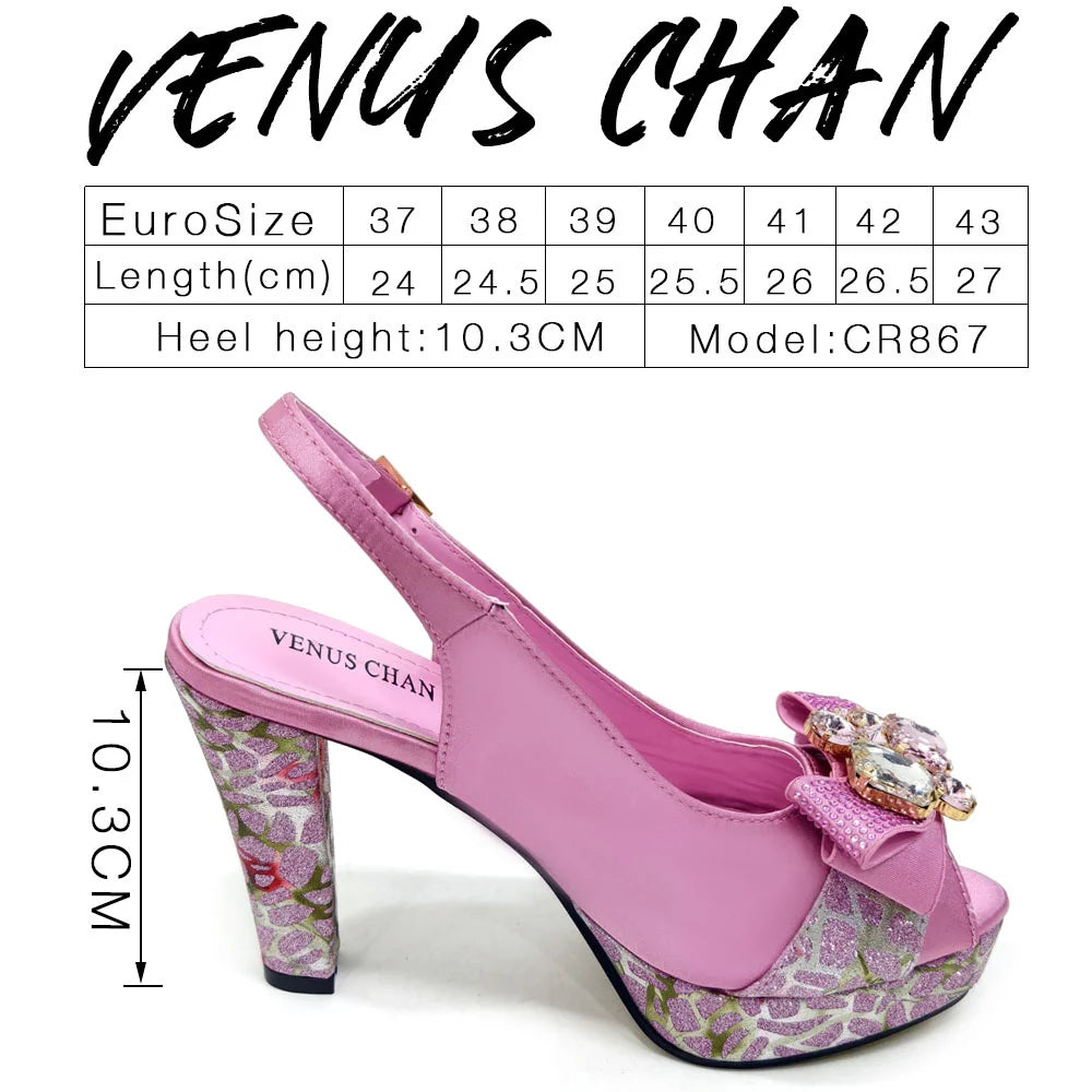 Shoes for Women High Heels INS Style Rhinestone Peep Toe Bow Gold Color New Italian Shoes and Bag for Party 2024