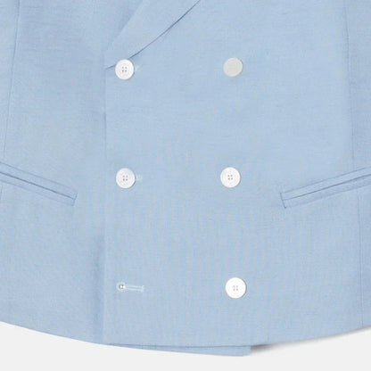 Men Vest Sky Blue Double Breasted Solid Waistcoat For Wedding Banquet Business Party Work Office Casual Daily Men Suit Vest