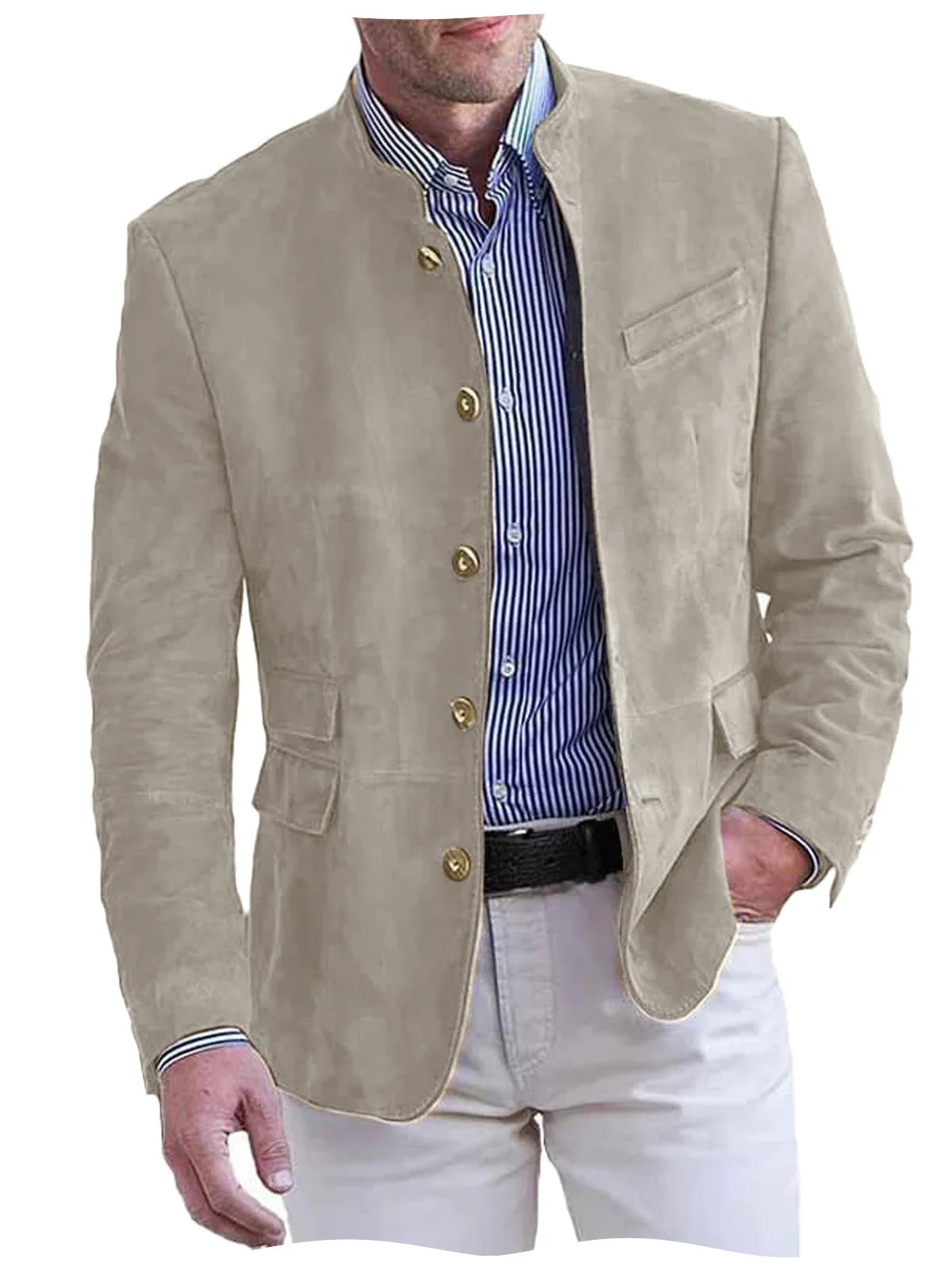 Autumn Winter Men's Casual Blazer Fashion Single-Breasted Snowflake Fleece Jacket Solid Color Daily Work Business Party Coats