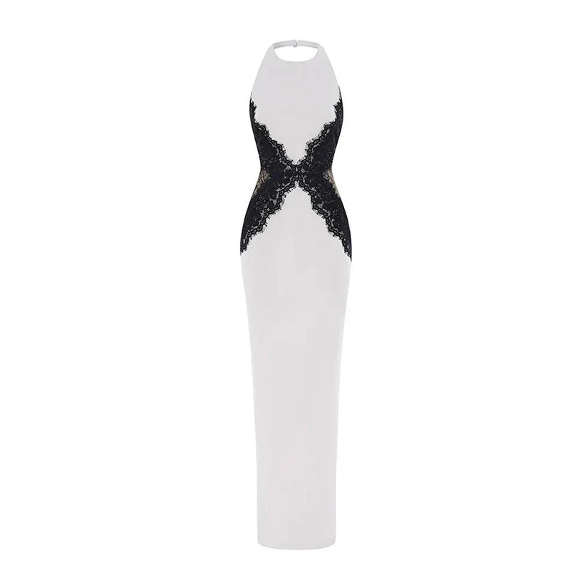 Lace Cut Out Slim Backless Dress Women Elegant Halter Sleeveless Party Dresses Fashion Female Vestiods for Summer New 2026