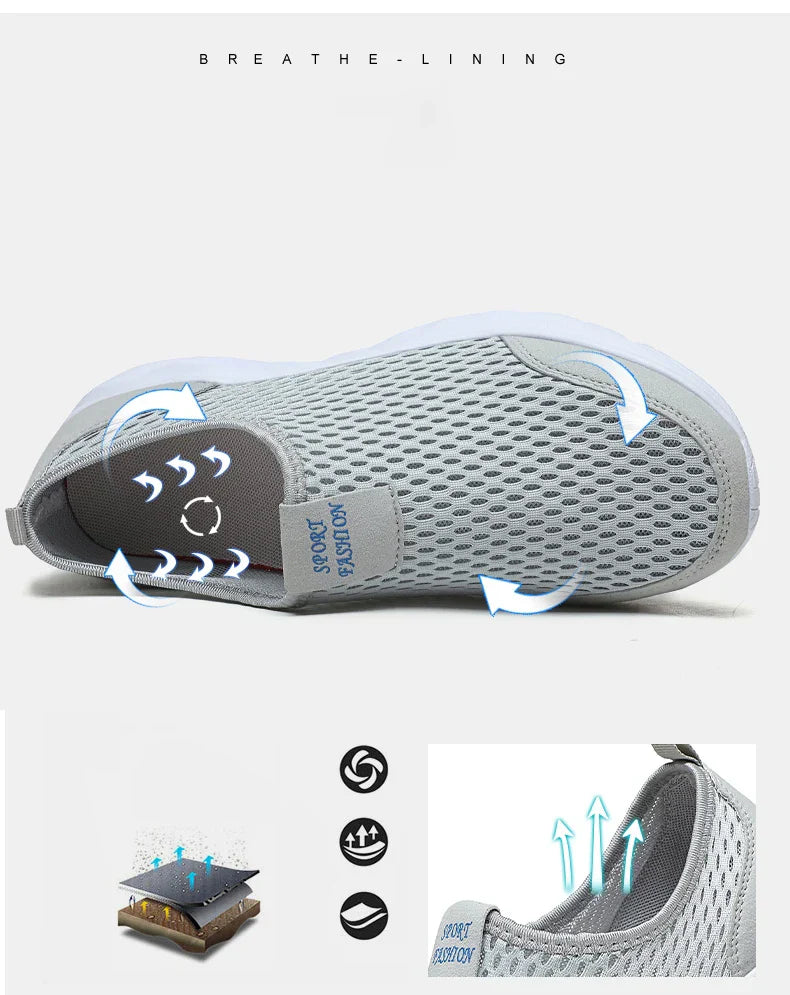 Men Shoes Sneakers Brand Man Casual Flats Shoes Loafers Slip on Male Mesh Big Size 48 Breathable Spring Autumn Summer 2024