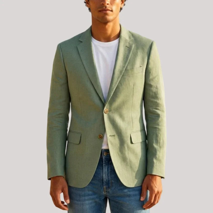 Linen Men Blazer for Summer Beach Party 1 Piece Sage Green Notched Lapel Slim Fit Man Suit Jacket Male Fashion Suit New XS-5XL