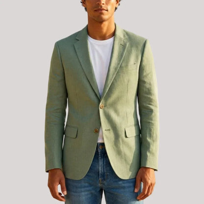 Linen Men Blazer for Summer Beach Party 1 Piece Sage Green Notched Lapel Slim Fit Man Suit Jacket Male Fashion Suit New XS-5XL