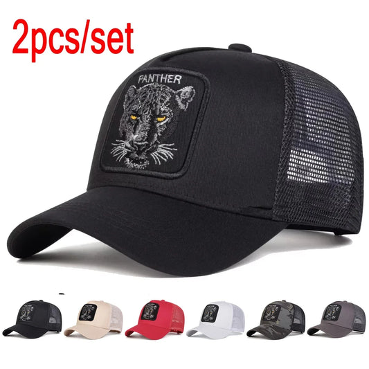 Unisex PANTHER Embroidery Baseball Net Caps Spring and Summer Outdoor Adjustable Casual Hats Sunscreen Hat