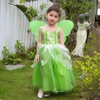 Girls Tinkerbell Fairy Dresses LED Light Up for Girls Costume Kids Cosplay Flower Fairy Princess Clothes Christmas Party Outfit