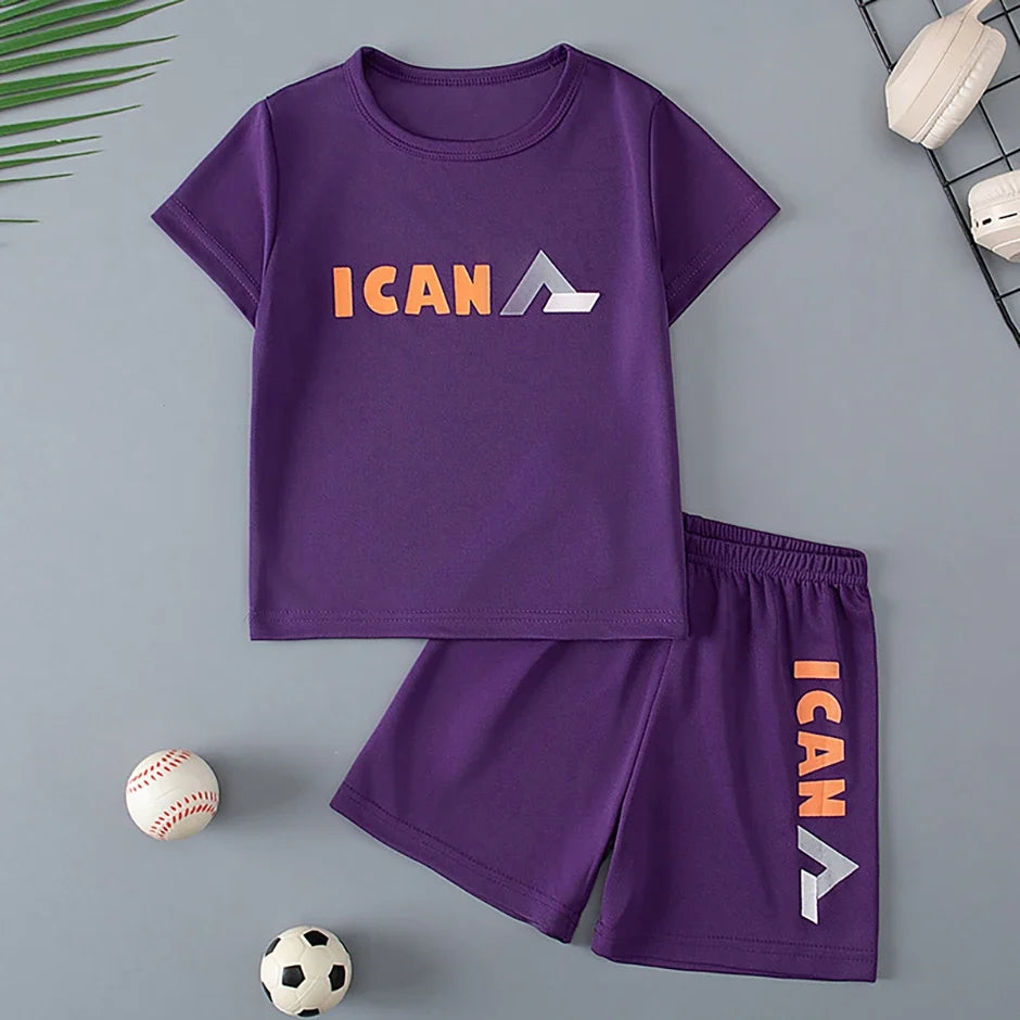 2/5-piece Set 2026 Summer Children's Multi-color Quick Drying Casual Suit Boys And Girls Versatile Short Sleeved Sports Shorts