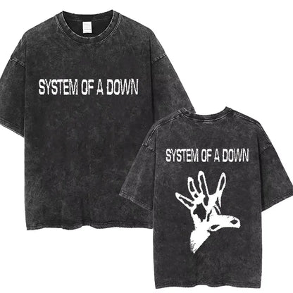 Washed Vintage System of A Down Toxicity Music Album Cover Tshirt Men Rock Oversized T Shirt 90s Alternative Metal Merch T-shirt
