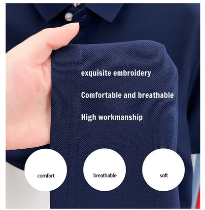 Luxury brand short sleeve men polo shirt summer ice silk breathable high-end pony embroidery design casual business Paul T-shirt